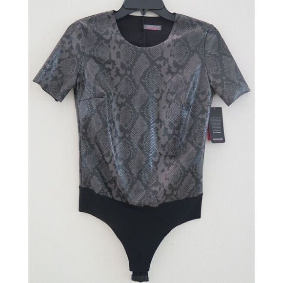 Commando BDS018 SN40 Women's Sz M Gray Snake Print Faux Leather Bodysuit $108+ - Picture 11 of 12
